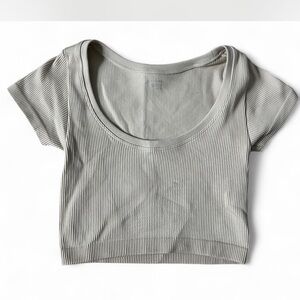 Gray Ribbed Women's Top